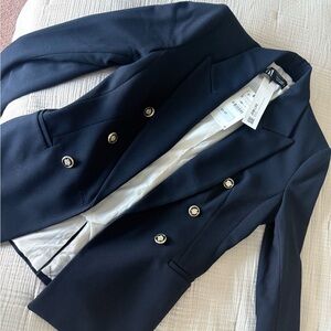 Zara Navy Double-Breasted Blazer